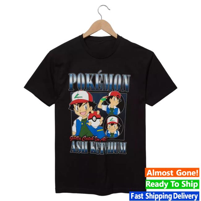 Official Box Lunch Merch Store Box Lunch Pokémon Ash Retro Black Hot Shirt BoxLunch Exclusive Box Lunch Apparel Clothing Shop