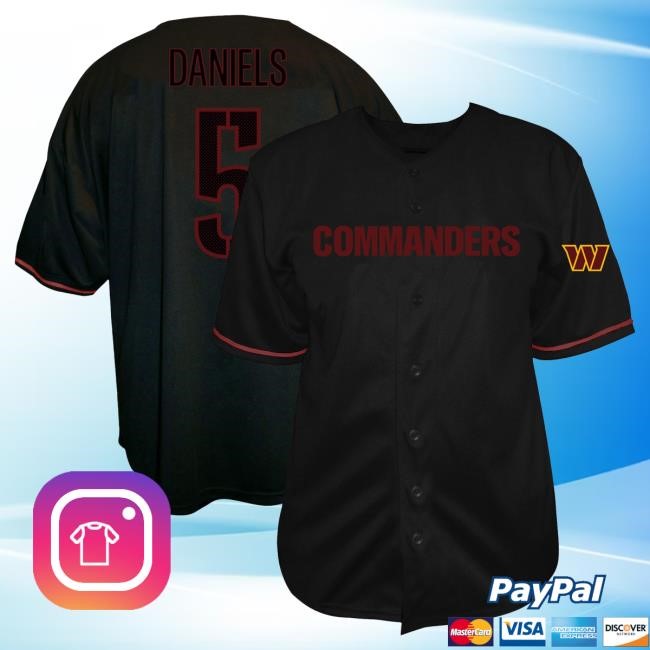 Official Men's Fanatics Jayden Daniels Black Washington Commanders Big & Tall Baseball Button-Up Shirt