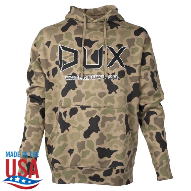 Official Dux Waterfowl Co Dux Old School Camo Thermal Pullover Hoodie Duxwaterfowl