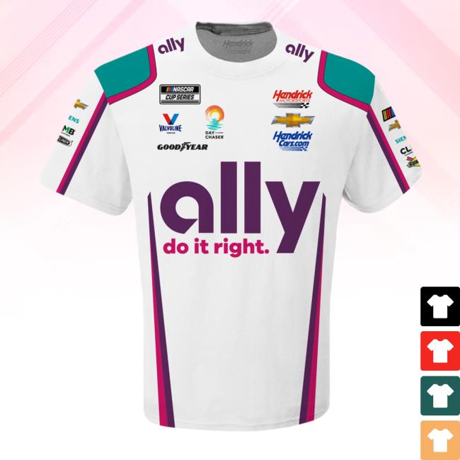 Official Nascar Store Merch Shop Kyle Larson Hendrick Motorsports Team Collection White HendrickCars.com Sublimated Team Uniform Shirt New
