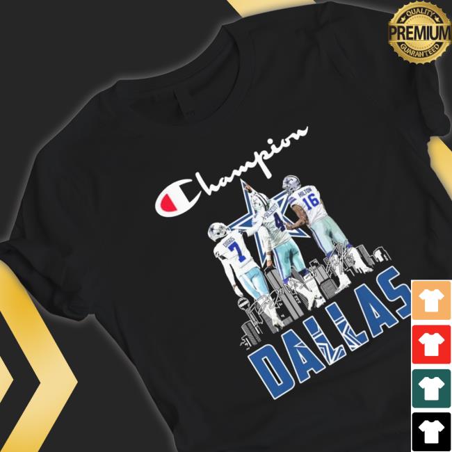 Champion Stefon Diggs Dak Prescott And T. Y. Hilton Dallas Cowboys Signatures Hooded Sweatshirt