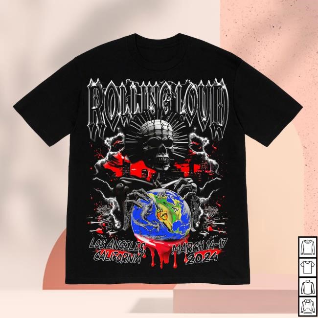 RL LA 24 Pinhead Black Lineup Tee Shirt Rolling Loud Shop