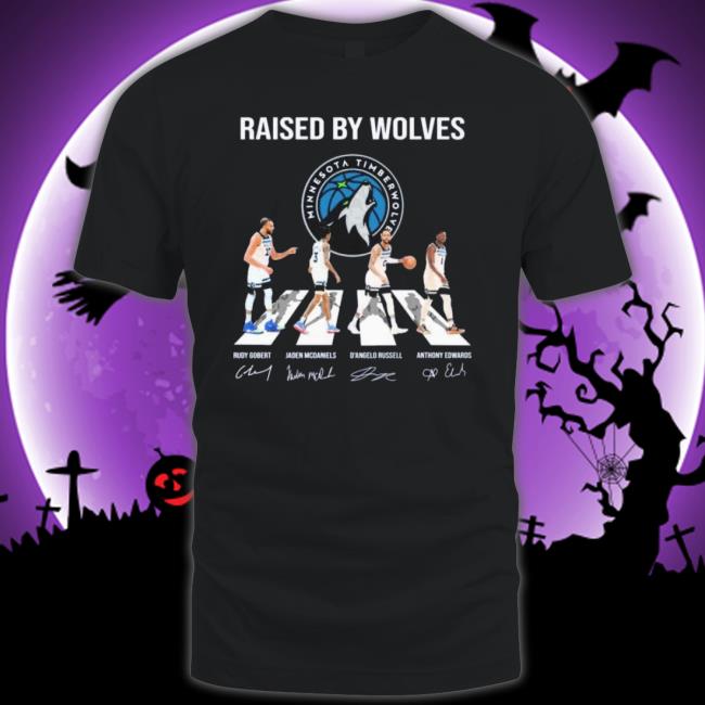Minnesota Timberwolves Raised By Wolves Abbey Road Signatures Shirts