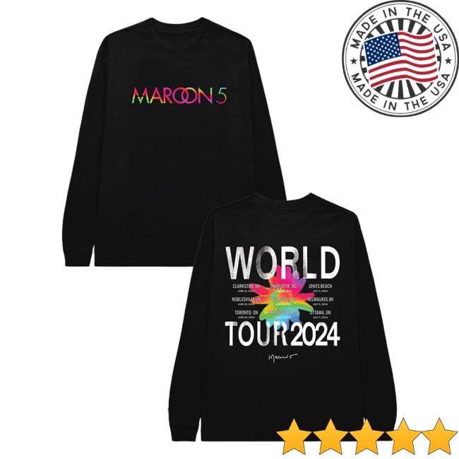 Maroon 5 Official Merch Maroon 5 World Tour 2024 Vintage Long Sleeve Shirt