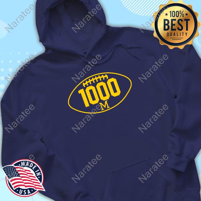 Mden Merch Michigan Football 1000 Wins Navy Logo Tee Michigan Football 1000 Wins Navy Logo Tee Shirt