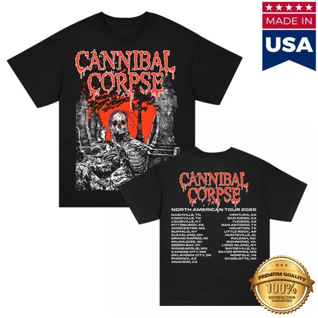 Official Cannibal Corpse Shop Graveside 2025 Tour Tees (Black)