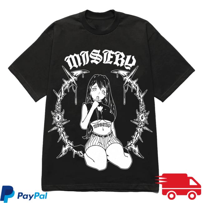 Official Misery Worldwide On Your Knees Graphic Print Black T-Shirts