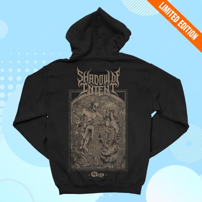 Official Indie Merch Store Shadow Of Intent Elegy Fin Popover Hoodie Black W/ Light Gold Ink Indiemerchstore