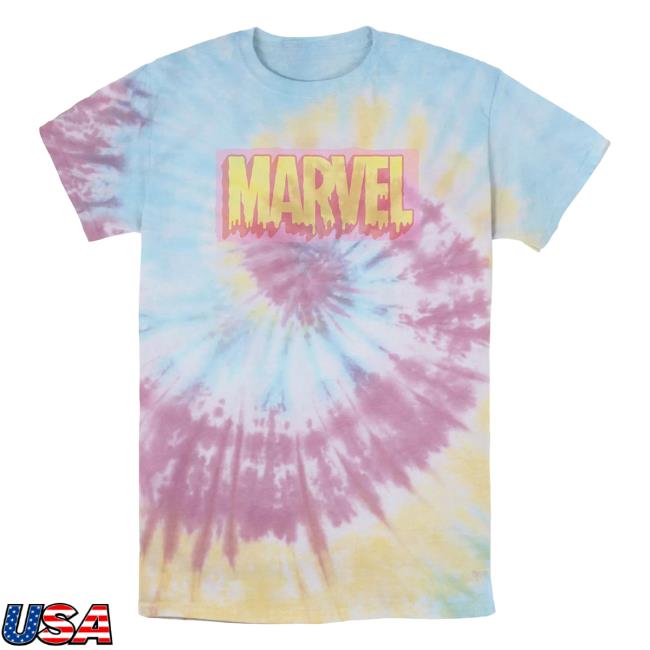 Official Kohls Apparel Clothing Store Shop Merch Licensed Character Marvel Paint Drip Logo Wash Tie Dye Tees