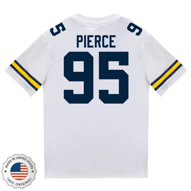 The M Den Michigan Wolverines #95 Trey Pierce Student Athlete White Football Jersey Tshirt