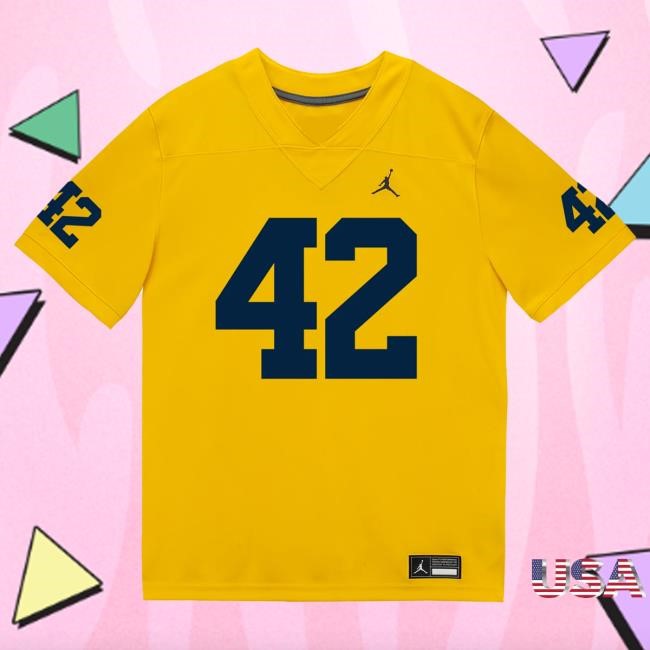The M Den Michigan Wolverines #42 Jalen Hoffman Student Athlete Maize Football Jersey Tshirt