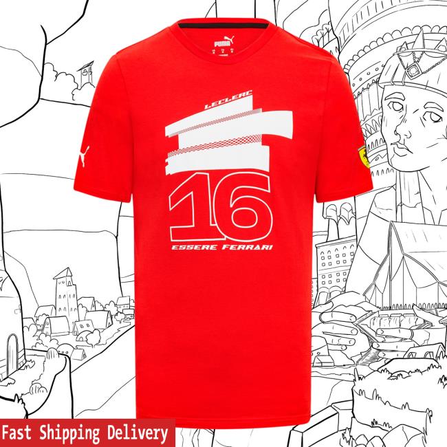 Official Formula1 F1 Store Merch Shop Scuderia Ferrari Puma Charles Leclerc Driver Tees Red F1store