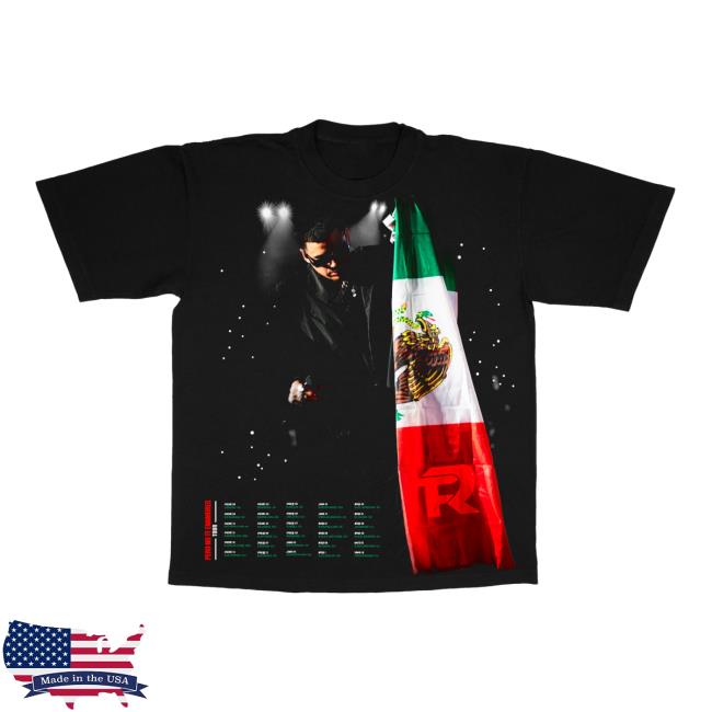 Fuerza Regida Shop Merch Mexican Flag - Black T Shirt