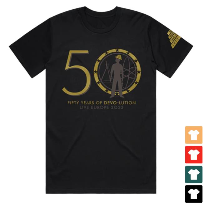 Official Devo Merch Live Europe 2023 Black Tour T Shirt