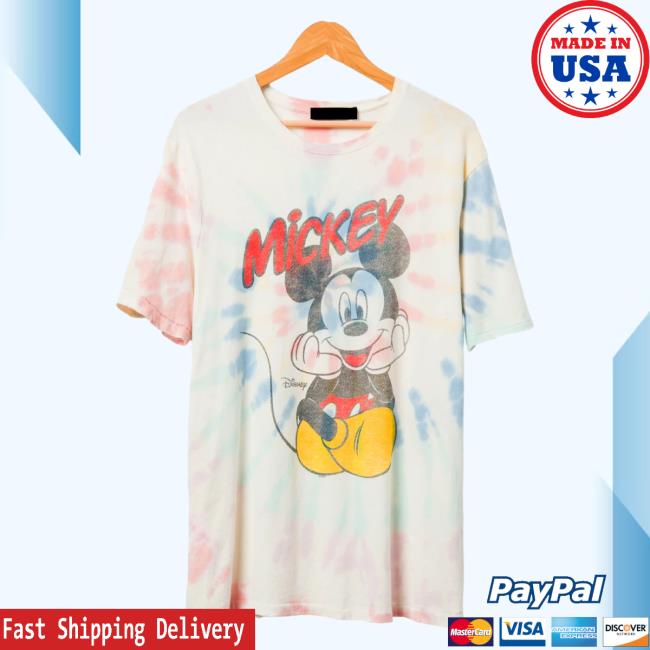Official Junk Food Apparel Clothing Store Shop Junkfoodclothing Unisex Mickey Mouse Sitting Vintage T-Shirts in Tie Dye