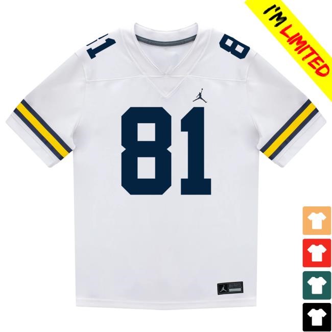 The M Den Michigan Wolverines #81 Peyton O'Leary Student Athlete White Football Jersey Shirts