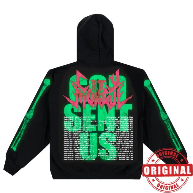 Official City Morgue Merch Store Glow In The Dark Vest Tour Crew Black/Green