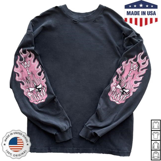 Official Warren Lotas Flaming Skull Long Sleeve Shirt - Pink