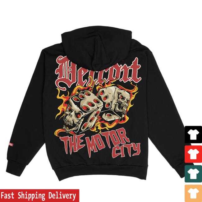 Official Sana Detroit Red Wings Sana Detroit Motor City Dice Pull Over Hoodie - Black