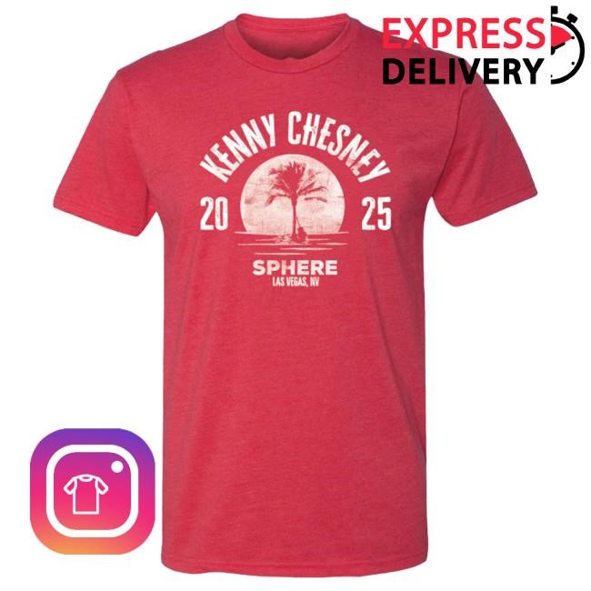 Official Kenny Chesney Store Merch Palm Tree Sphere SS New Shirt - Red