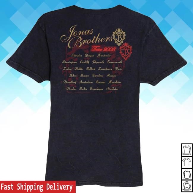 Official Jonas Brothers Merch Store Jonas Brothers Vintage Red Emblem Tour 2008 Tees JonasBrothers