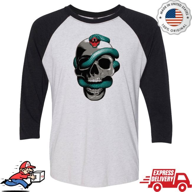 Official 3 Doors Down Merch Snake Skull Raglan Long Sleeve Tee Shirt