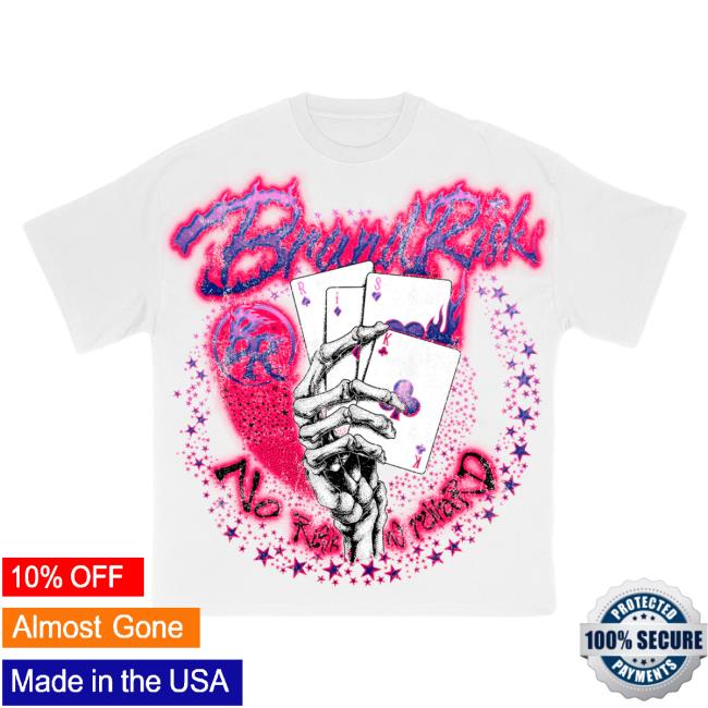 Official Brand Risk Merch Shop Skeleton Poker Hand White Tee Shirt