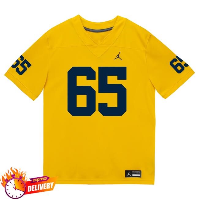 Michigan Wolverines #65 Andrew Babaola Student Athlete Maize Football Jersey Top Shirt The M Den Shop