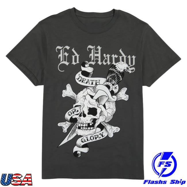 Official Ed Hardy Merch Store Dg Skull Top Shirt Charcoal EdHardy Apparel Clothing Shop