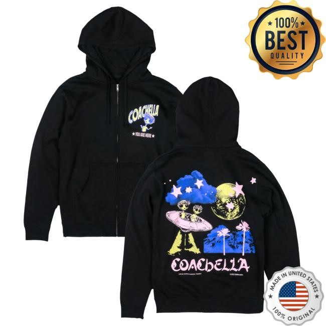 Coachella Merch Store Coachella Alien Friends Zip Hoodie