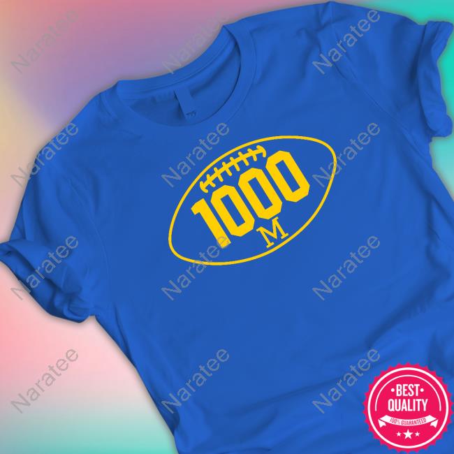 Mden Merch Michigan Football 1000 Wins Navy Logo Tee Mden Merch Michigan Football 1000 Wins Navy Logo Long Sleeve Shirt