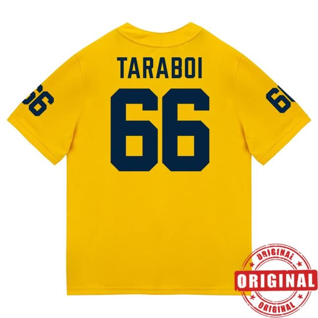 The M Den Michigan Wolverines #66 Dan Taraboi Student Athlete Maize Football Jersey Tees