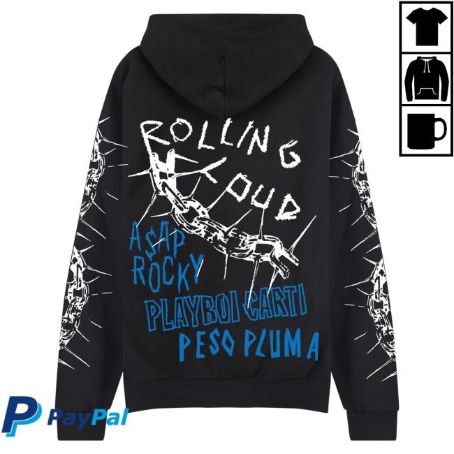 Rolling Loud RL LA 25 Barbed Wire Headliners Black Pullover Hoodie Official Rolling Loud Merch Store