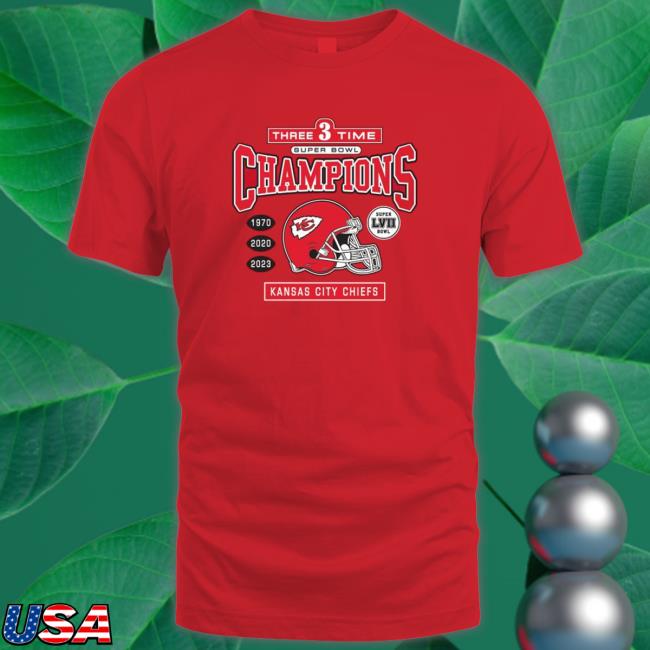 Three Time Super Bowl Champions 1970 2020 2023 Kansas City Chiefs Tee Shirt