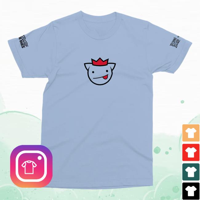 Official Technoblade Merch Store Shop Technoblade X Skeppy Logos Never Dies Agro Skeppy Collaboration Shirt New Light Blue