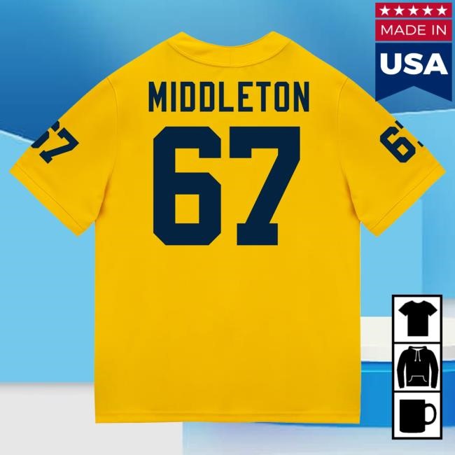 The M Den Michigan Wolverines #67 Trent Middleton Student Athlete Maize Football Jersey Tees