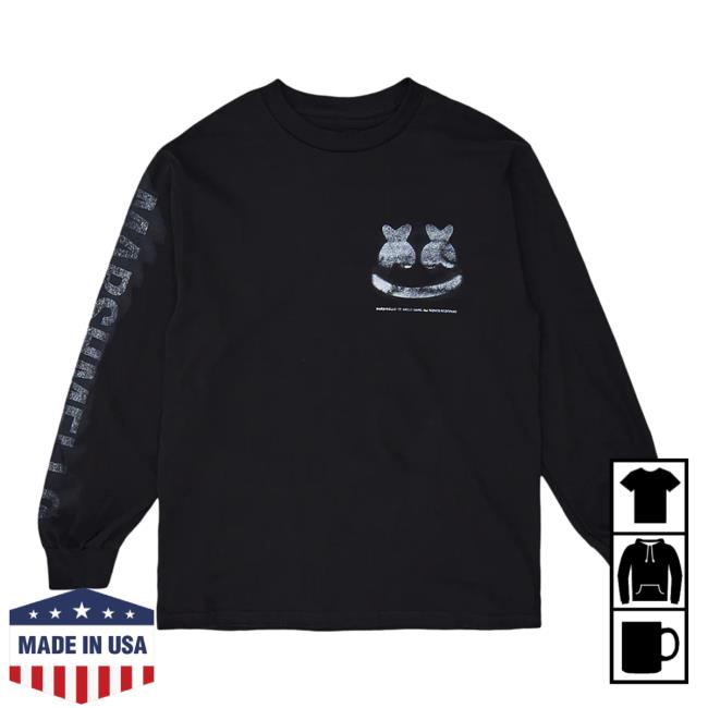 Official Marshmello Apparel Clothing Merch Store Marshmello Out Of Focus L/S Long Sleeve Tee Shirt Black Marsh Mello Shop
