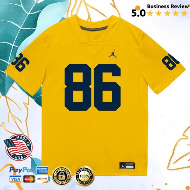 Michigan Wolverines #86 Brady Prieskorn Student Athlete Maize Football Jersey Top Shirt The M Den Shop