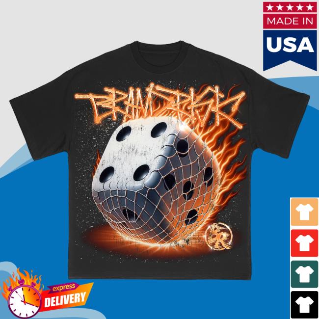 Official Brand Risk Merch Shop Flaming Dice Roll Black Shirt