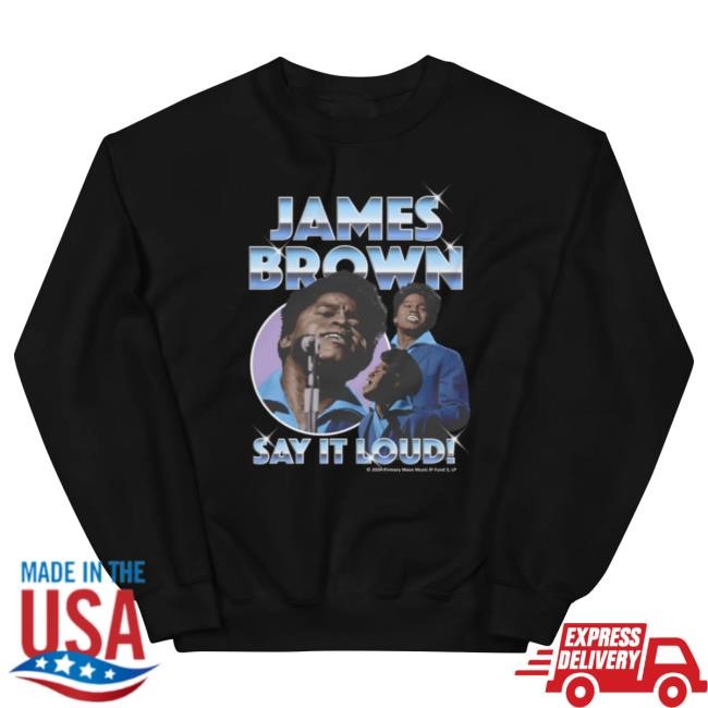 Official James Brown Store Shop James Brown Say It Loud Chrome Crewneck Sweatshirt