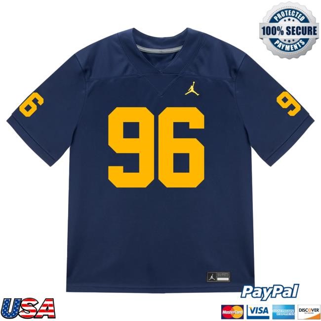 The M Den Michigan Wolverines #96 Dominic Zvada Student Athlete Blue Football Jersey Top Shirt