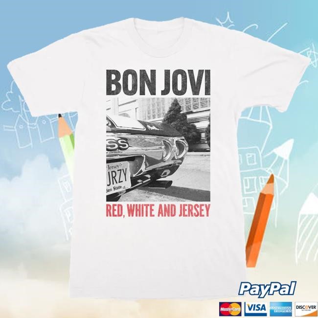 Official Bon Jovi Merch FOREVER Red White and Jersey Red Top Shirt