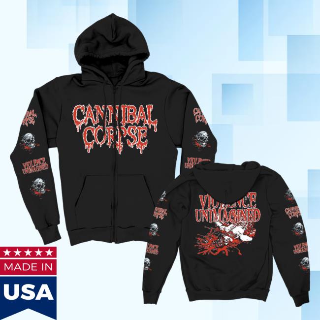 Official Cannibal Corpse Merch Store Violence Unimagined Sketch Zip Up Hood Black CannibalCorpse