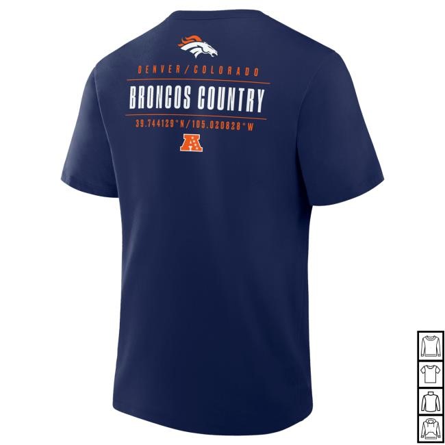 Official Denver Broncos Clothing Men's Fanatics Navy Denver Broncos Passing Pocket Legacy Tshirt DenverBroncos