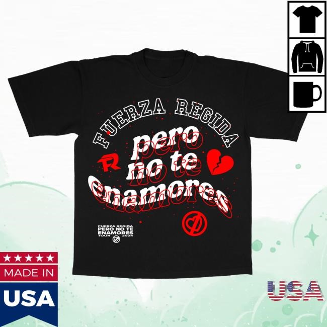 Official Fuerza Regida Merch Store Broken Heart - Black S/S Hot Shirt Fuerza Regida Clothing Shop FuerzaRegida