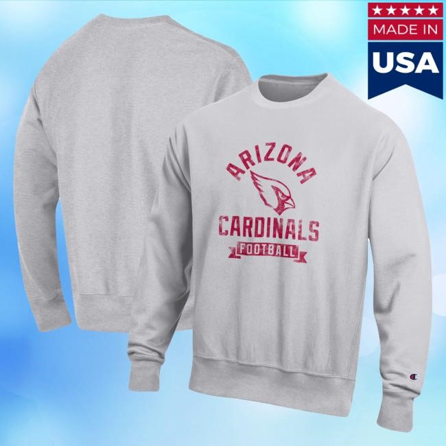 Official NFL Store Men's Arizona Cardinals Champion Heather Gray Reverse Weave Crewneck ArizonaCardinals