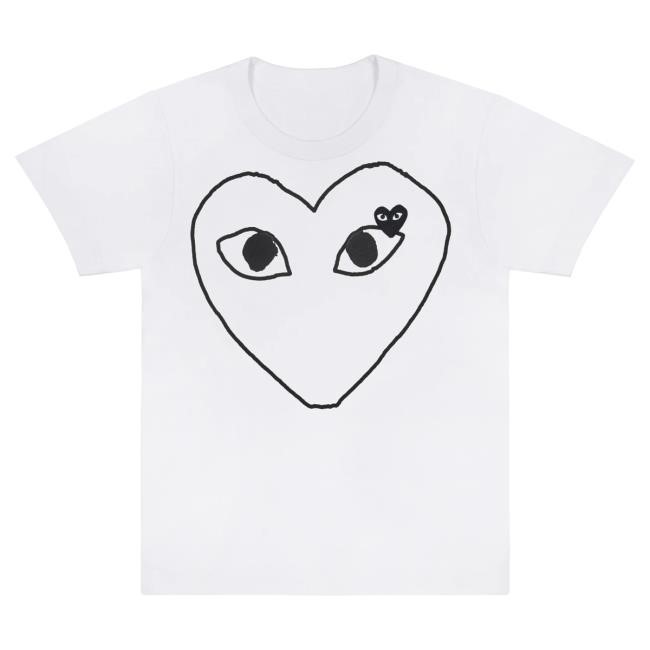 Official Forrest Comme Des Garcons Store Shop PLAY White Shirts Black Heart Outline and Emblem Comme des Garçons