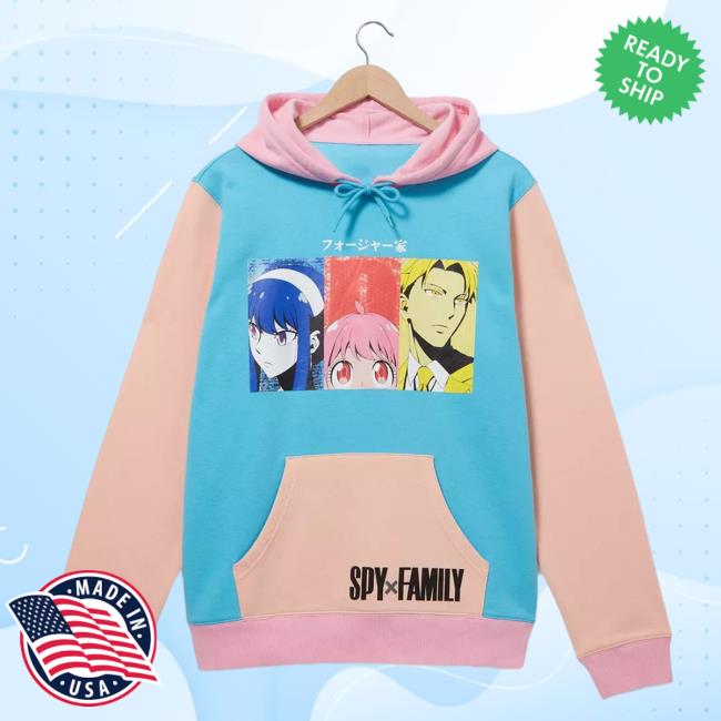 Officia Official Box Lunch Clothing Shop Store Spy X Family Panel Portrait Color Blocked Pull Over Hoodie Boxlunch Merch