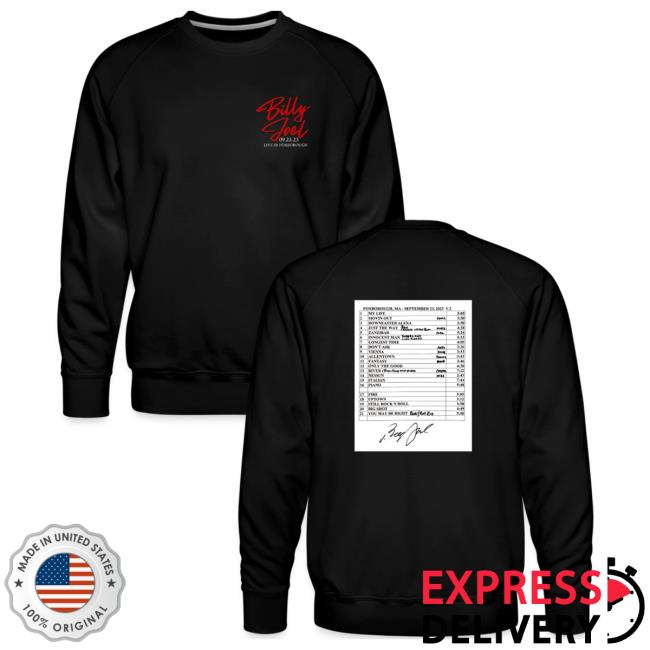 Official Billy Joel Merch Store Billy Joel "9-23-23 Foxborough Set List" Black Popover Shirt Online Exclusive Billy Joel Shop BillyJoel