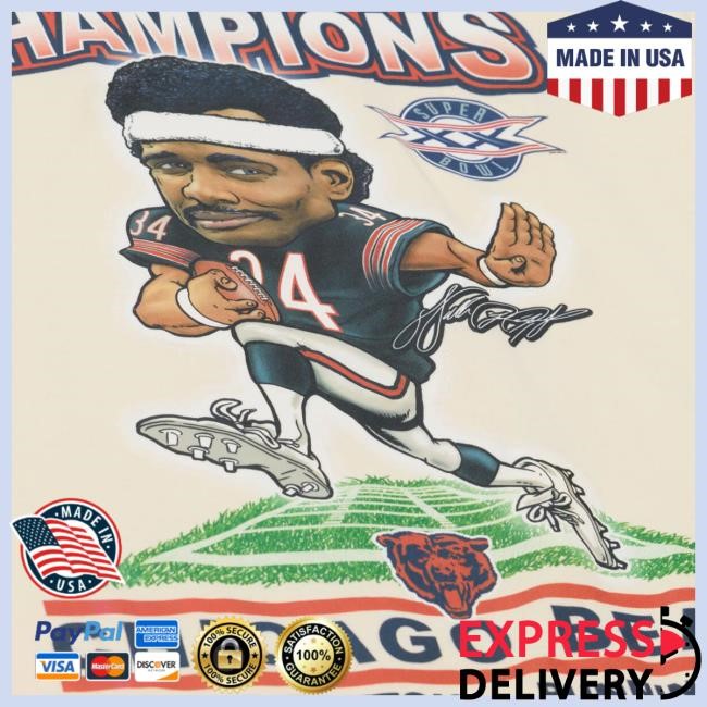 Chicago Bears Mitchell & Ness Throwback Walter Payton Natural Caricature NFC Champs T Shirt | Buy Official Clark Street Sports